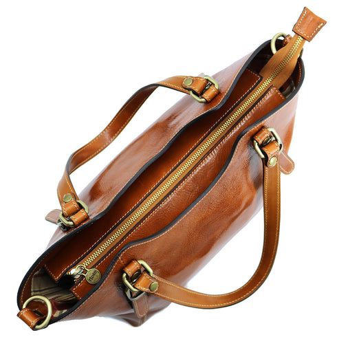 Floto Italian leather shoulder bag handbag women's Ischia  in Olive honey brown 4